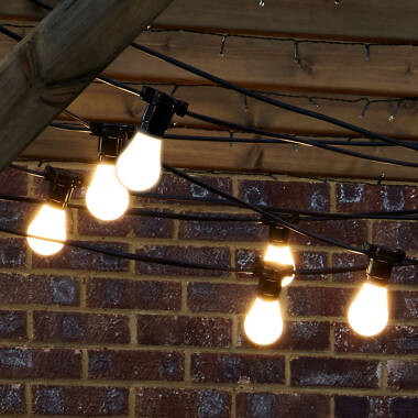 Image of Edit 7M Weatherproof Connectable Festoon Lighting - 10 Black Bulb Holders