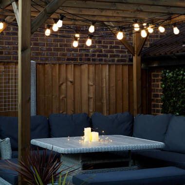 Image of Edit 7M Weatherproof Connectable Festoon Lighting - 10 Black Bulb Holders