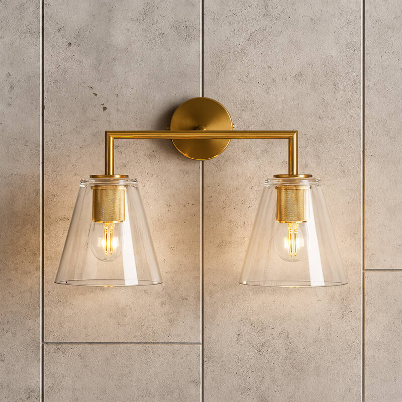 Image of Westport Knurl Glass Twin Wall Light