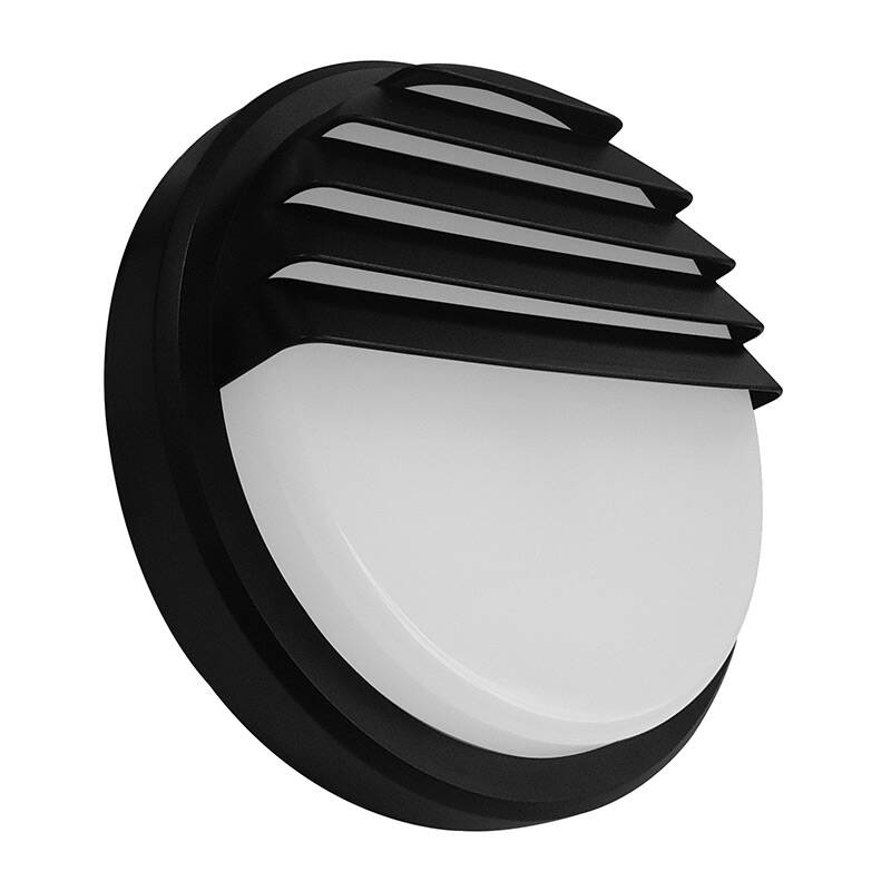 Image of Eterna 14W Cool White LED Outdoor Louvered Flush Light - Black