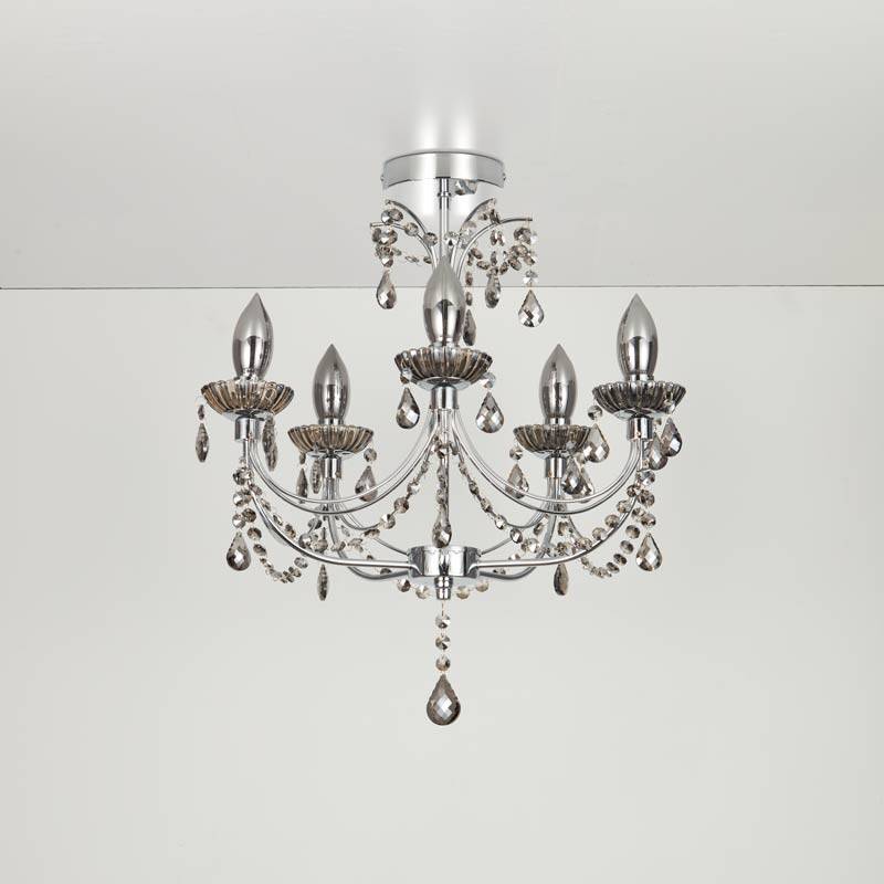 Image of Searchlight Luna 5 Arm Semi-Flush Bathroom Chandelier