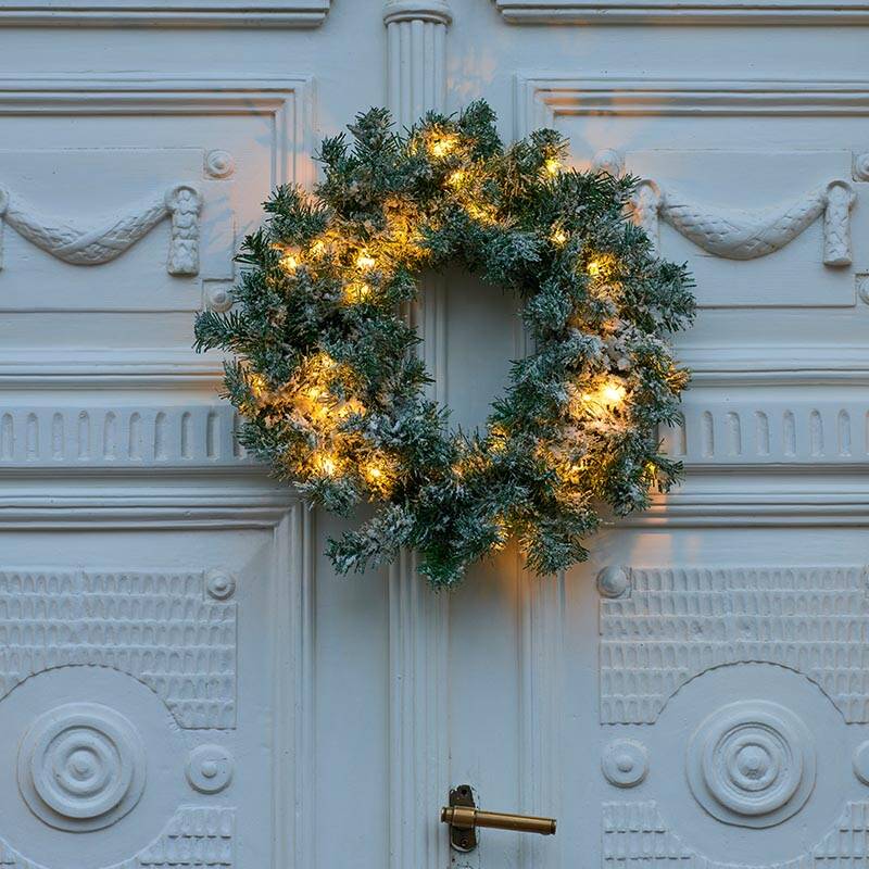 Image of Sirius Anton Snowy Battery Operated LED Outdoor Christmas Wreath
