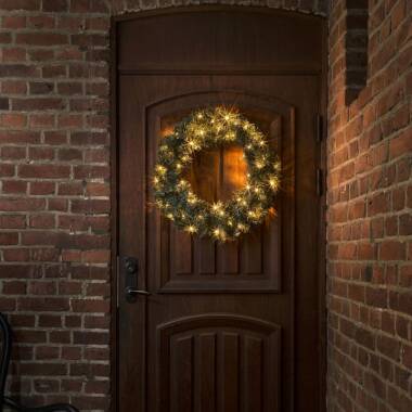 Image of Konstsmide Christmas 60cm Amber LED Spruce Wreath Decoration