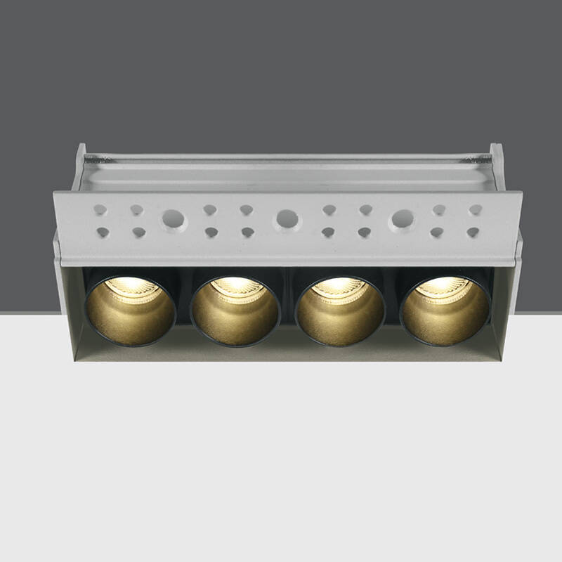 Image of Box 12W Warm White LED Square Trimless Fixed 4 Light Downlight