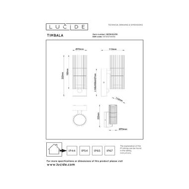 Image of Lucide Timbala Outdoor Up & Down Wall Light with PIR Sensor