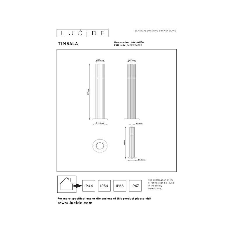 Image of Lucide Timbala Outdoor Post Light