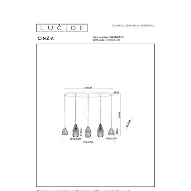 Image of Lucide Cinzia Bar Ceiling Pendant Light