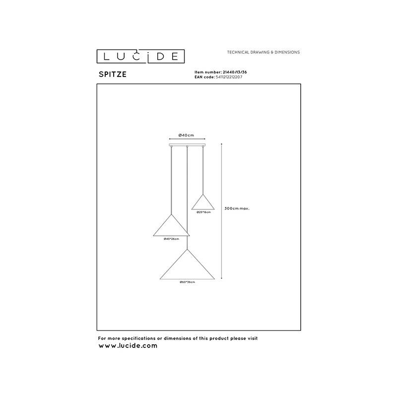 Image of Lucide Spitze 3 Light Cluster Ceiling Pendant Light