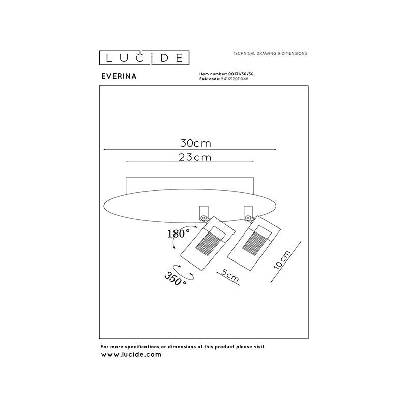 Image of Lucide Everina LED 2 Light Ceiling Spotlight Plate with Remote Control