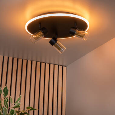 Image of Lucide Everina LED 3 Light Ceiling Spotlight Plate with Remote Control