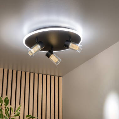 Image of Lucide Everina LED 3 Light Ceiling Spotlight Plate with Remote Control