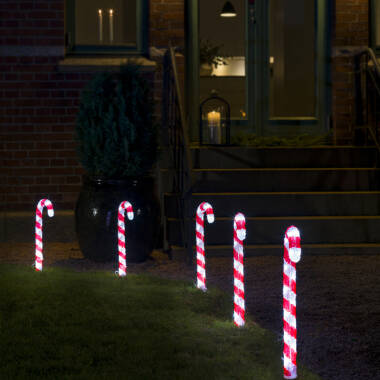 Image of Konstsmide Christmas 43cm LED Candy Canes - Set of 5