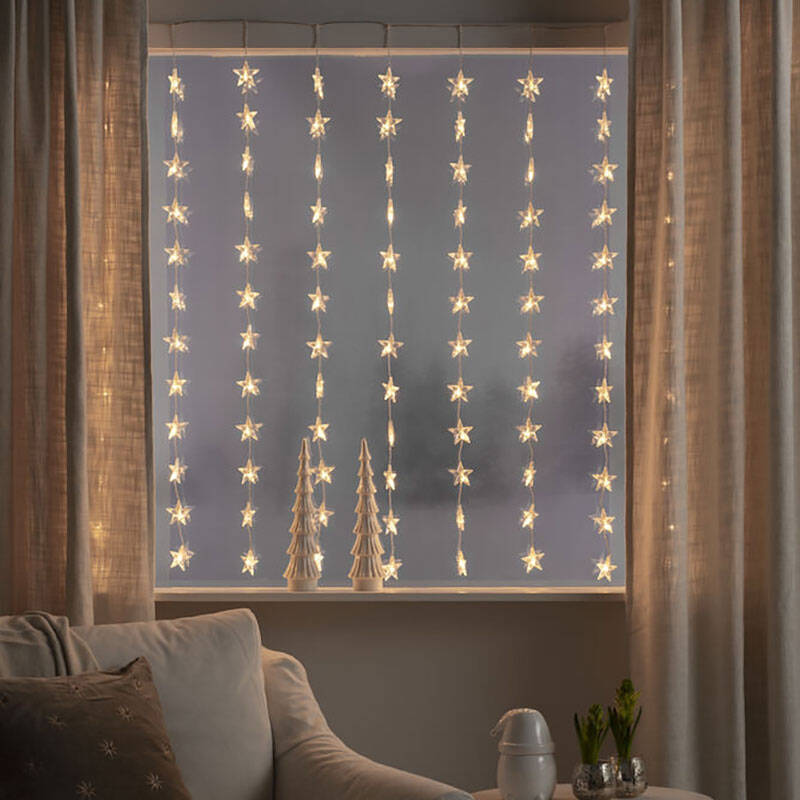 Image of Konstsmide 1.4M Warm White LED Star Curtain Lights - 120 Lights