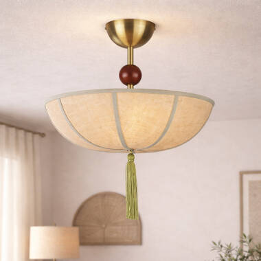 Image of Wisteria Vanta Linen Semi - Flush Ceiling Light 