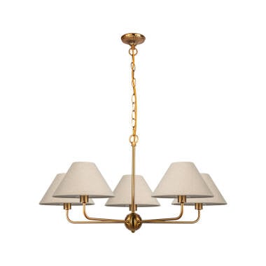 Image of Wisteria Vitra 5 Arm Linen Ceiling Pendant Light