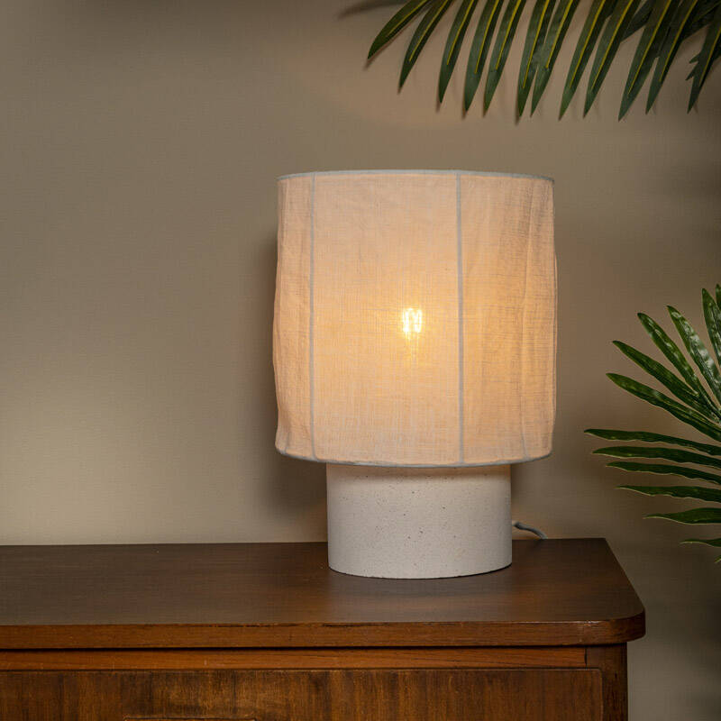 Image of Lucide Tissaja Large Linen Table Lamp