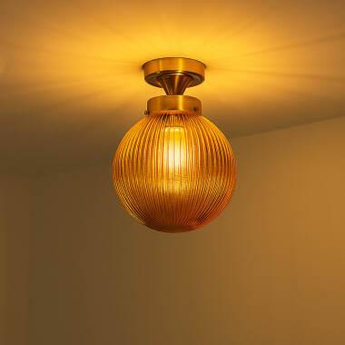 Image of Westport Old School Glass Flush Ceiling Light