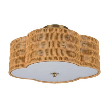 Wisteria Daisy Rattan Flush Ceiling Light