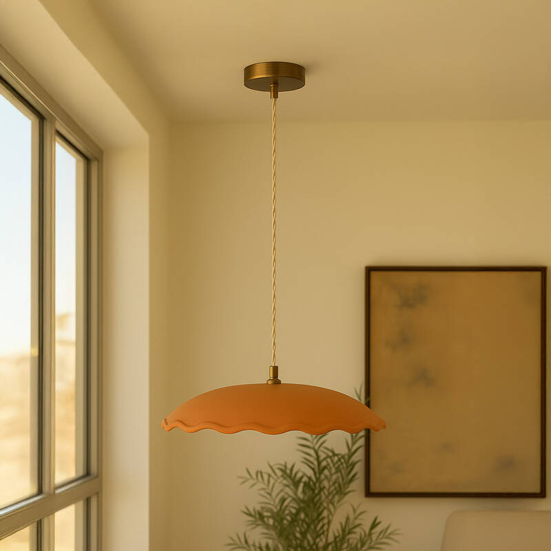 Image of Khudi & Khora Earth Ceramic Scalloped Ceiling Pendant Light