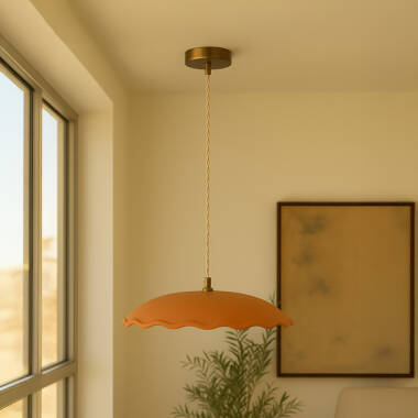 Khudi & Khora Earth Ceramic Scalloped Ceiling Pendant Light