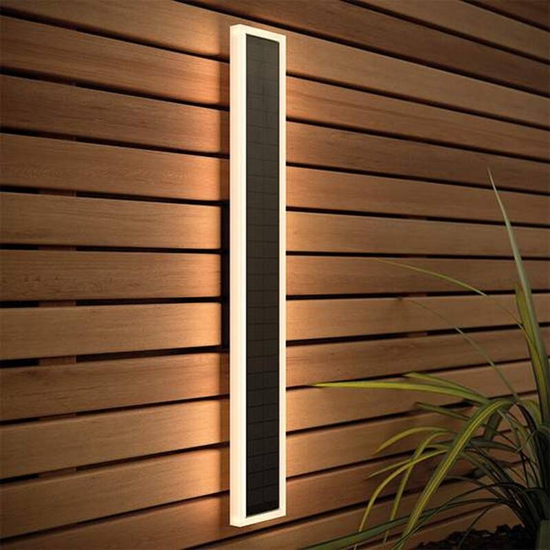 Image of Suri Halo Rectangle Solar 50cm LED Outdoor Wall Light