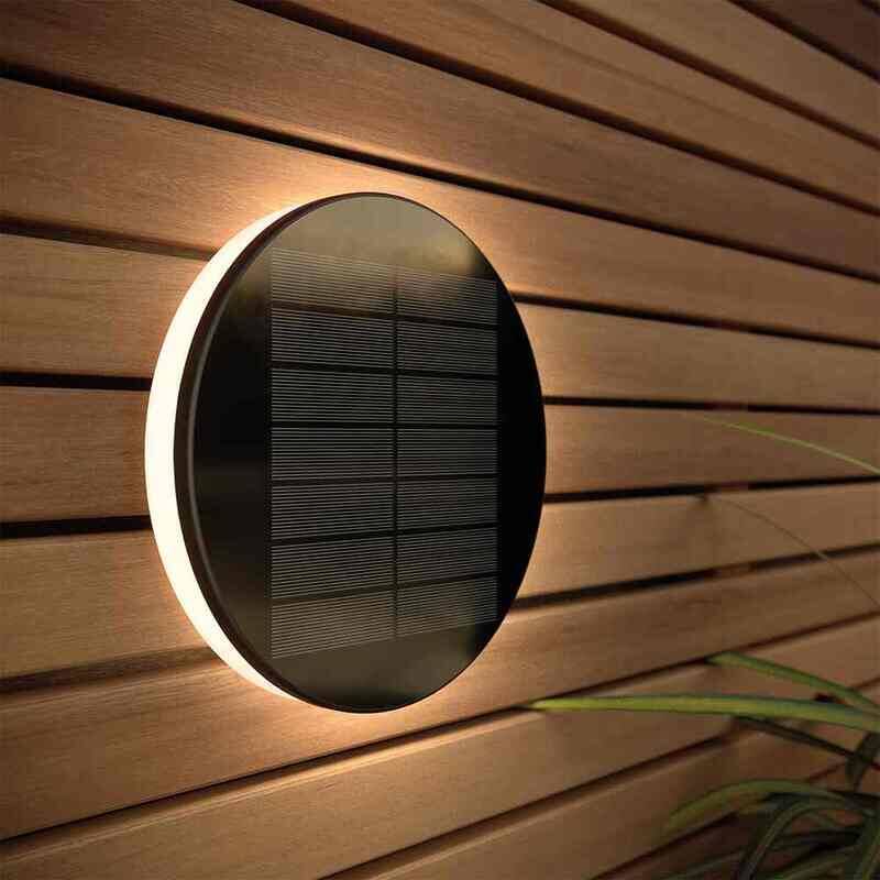 Image of Suri Halo Round Solar LED Outdoor Wall Light