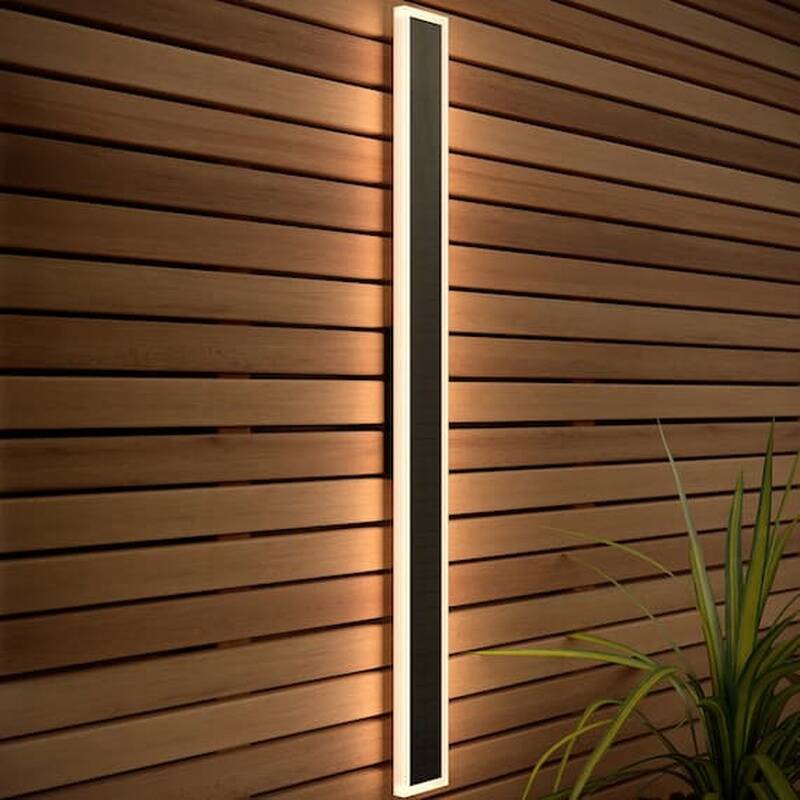 Image of Suri Halo Rectangle Solar 80cm LED Outdoor Wall Light