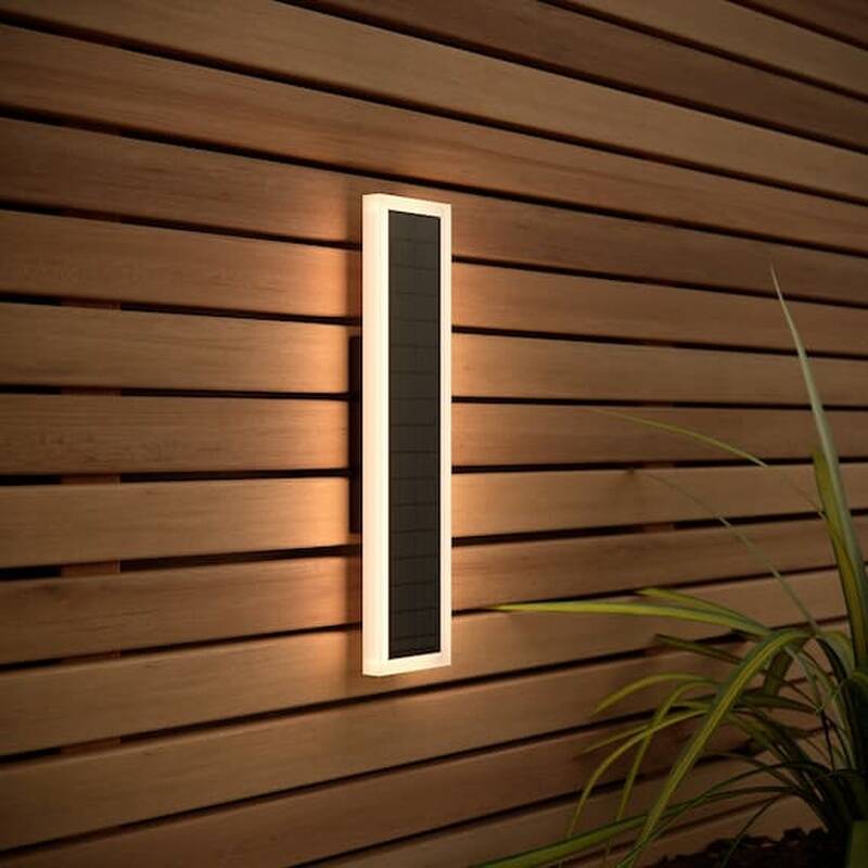 Image of Suri Halo Rectangle Solar 30cm LED Outdoor Wall Light