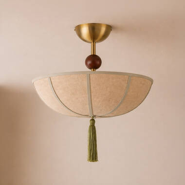 Image of Wisteria Vanta Linen Semi - Flush Ceiling Light 
