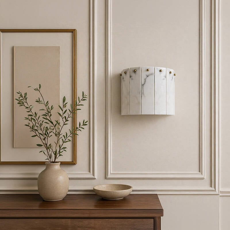 Image of Wisteria Linea Alabaster Glass Flush Wall Light
