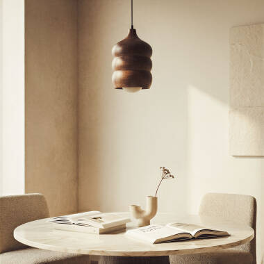 Image of Iluzzia Kanan I Wood Ceiling Pendant Light