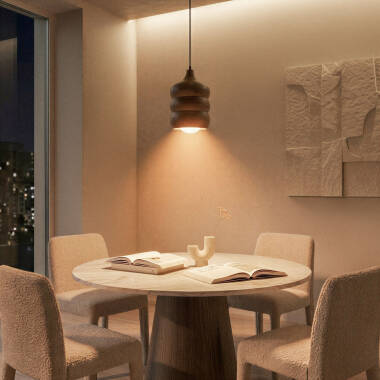 Image of Iluzzia Kanan I Wood Ceiling Pendant Light