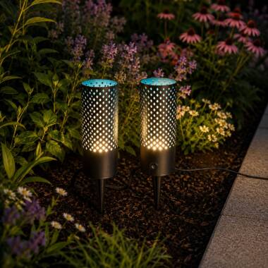 Image of Easyfit Remote 12v Garden Lights - Rose LED Outdoor Feature Stake Light with PIR Sensor- 2 Lights