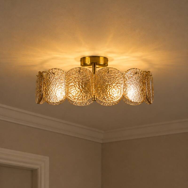 Image of Wisteria Verre Glass Semi-Flush Ceiling Light