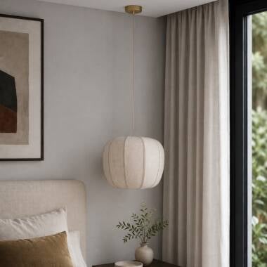 Image of Khudi & Khora Ellie Linen Ceiling Pendant Light