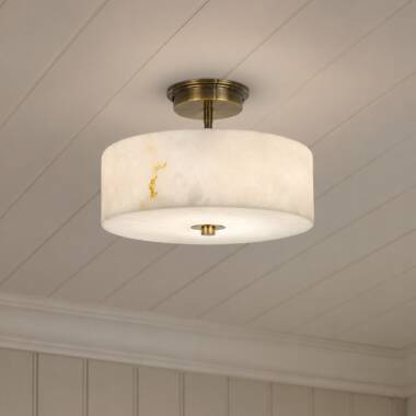 Image of Wisteria Blush Glass Semi-Flush Ceiling Light