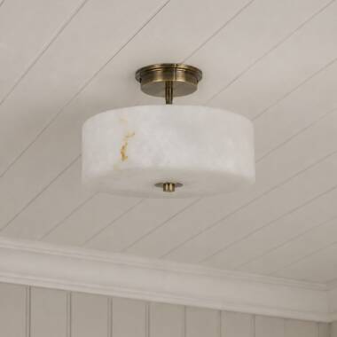 Image of Wisteria Blush Glass Semi-Flush Ceiling Light