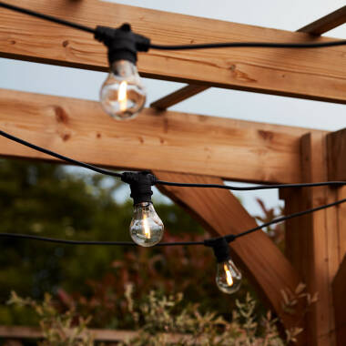 Edit 7M Weatherproof Connectable Festoon Lighting - 10 Black Bulb Holders