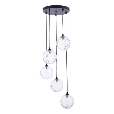 Dar Federico 5 Light Clear Glass Cluster Ceiling Pendant