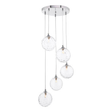 Dar Federico 5 Light Clear Glass Cluster Ceiling Pendant