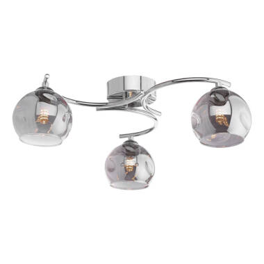 Dar Nikita 3 Light Semi-Flush Ceiling Light With Champagne Glass