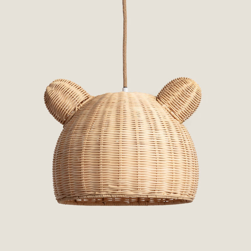 Image of Edit Teddy Bear Rattan Ceiling Pendant Light