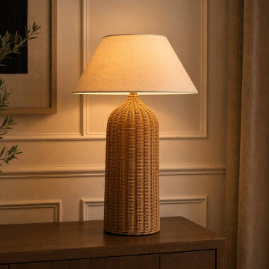 Image of Khudi & Khora Raya Rattan Tall Table Lamp