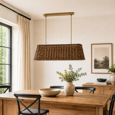 Image of Khudi & Khora Lucent Rattan Bar Ceiling Pendant Light