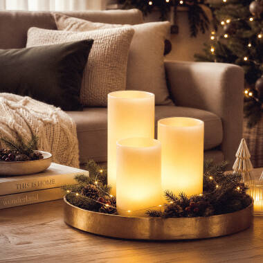 Image of Edit Pack of 3 LED Natural Wax Candle with Remote Control