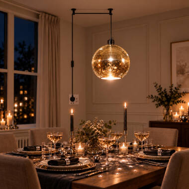 Image of Edit Disco Ball Ceiling Pendant Light With Plug