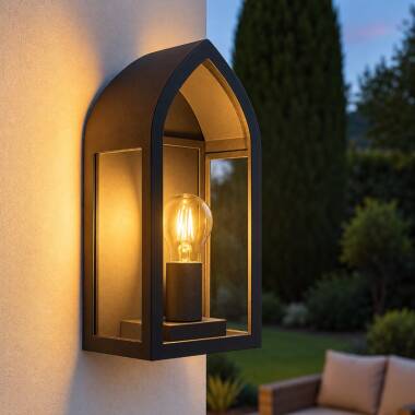 Westport Darwin Glass Half Lantern Outdoor Wall Light