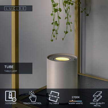 Image of Lucide Tube LED Touch Table lamp