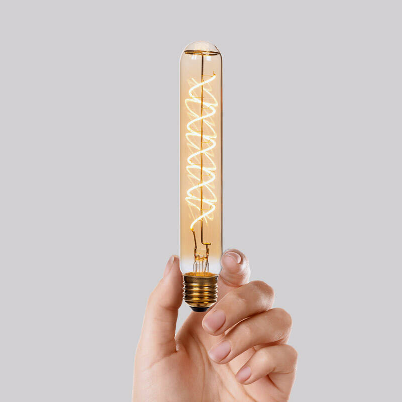 Image of Lucide 4. 9W LED Dimmable Decorative Filament 200mm Amber Tubular Bulb - Screw Cap