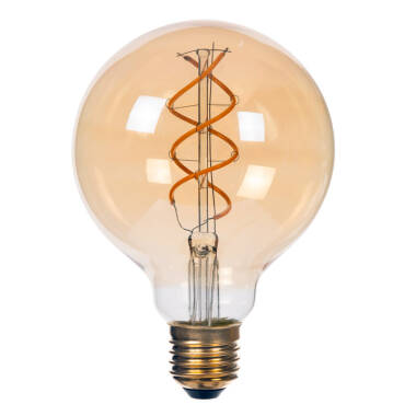 Image of Lucide 4W Non-Dimmable LED Decorative Filament 95mm Amber Globe Bulb - Screw Cap